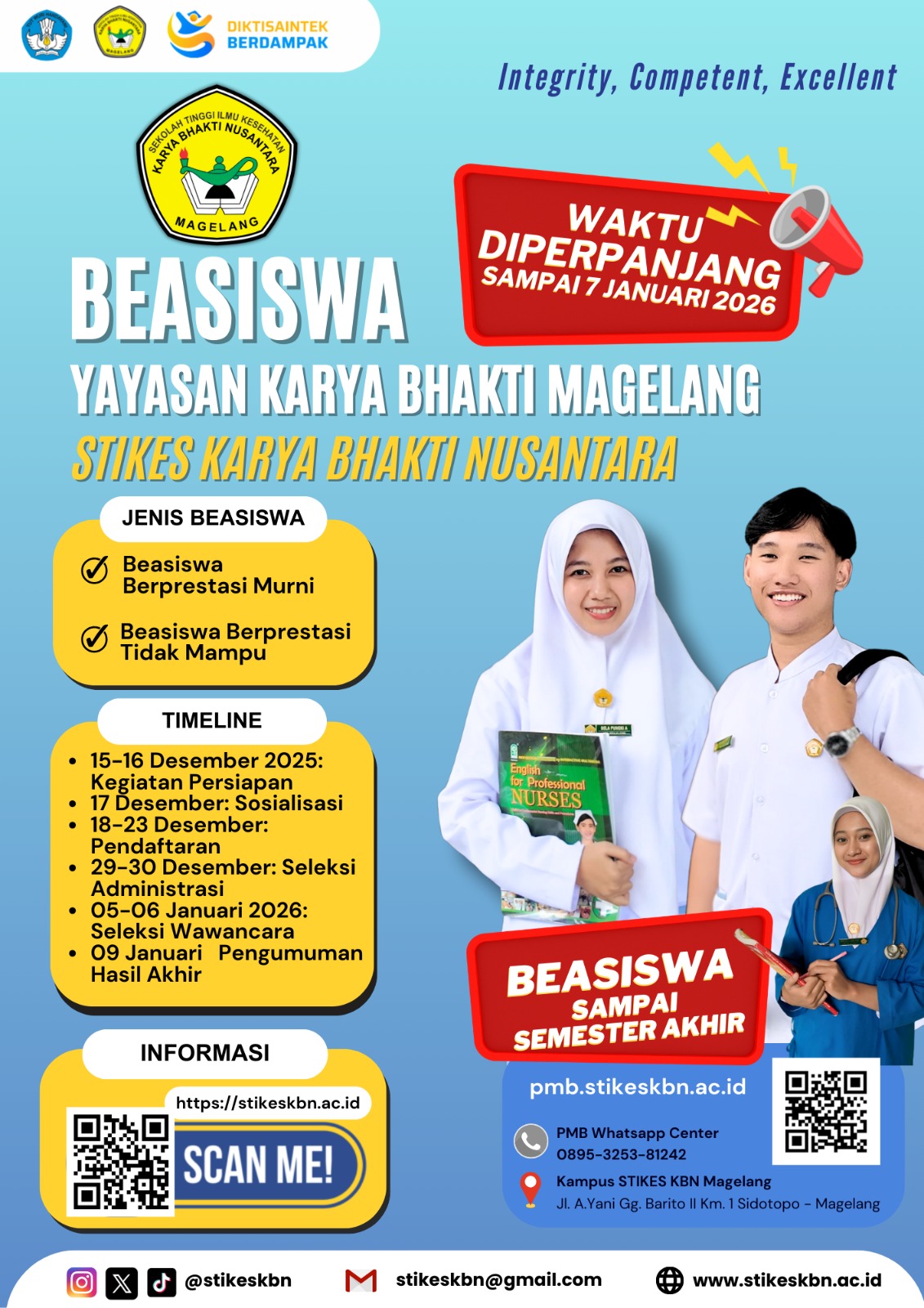 PERPANJANGAN SELEKSI BEASISWA YAYASAN KARYA BHAKTI MAGELANG STIKES KARYA BHAKTI NUSANTARA